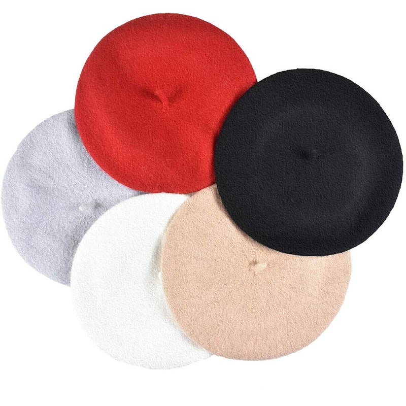 Jolbndcv 5 PCS Beret Hat French Beanie Hat Outdoor Hat Winter Hat Fashion Lady Hat - Image 3